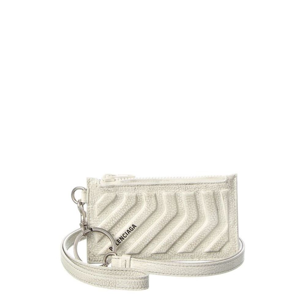 Balenciaga Leather Card Case On Keyring, White
